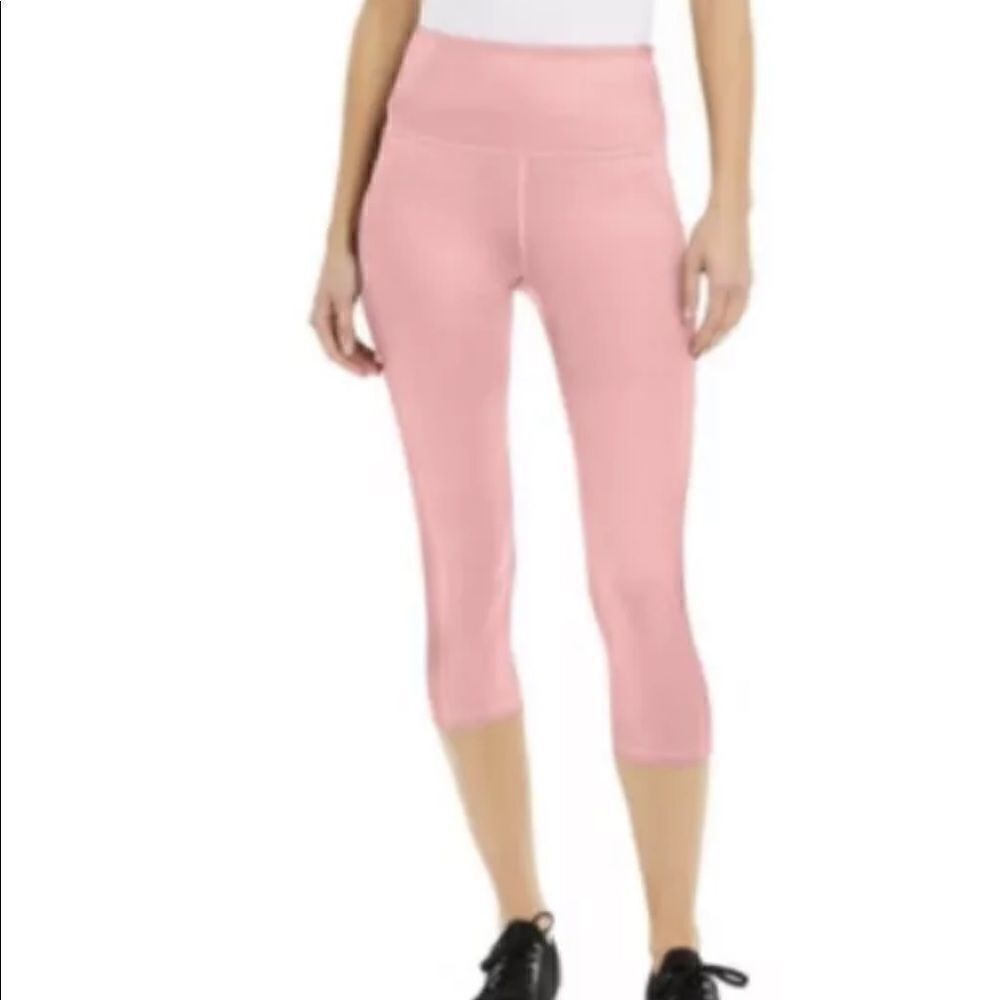 Ideology Morning Glory Pink Compression High Rise Side Pocket Cropped Leggings S